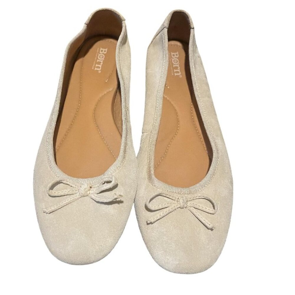 BORN NUBUCK SUEDE SLIP ON BALLET FLATS